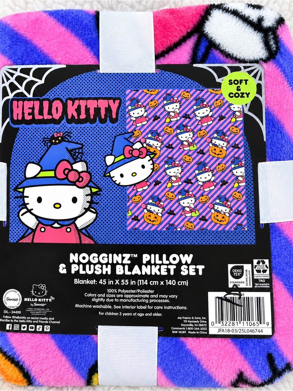 Hello Kitty Halloween Witch Nogginz Pillow & Plush Blanket Set NWT - Picture 5 of 5
